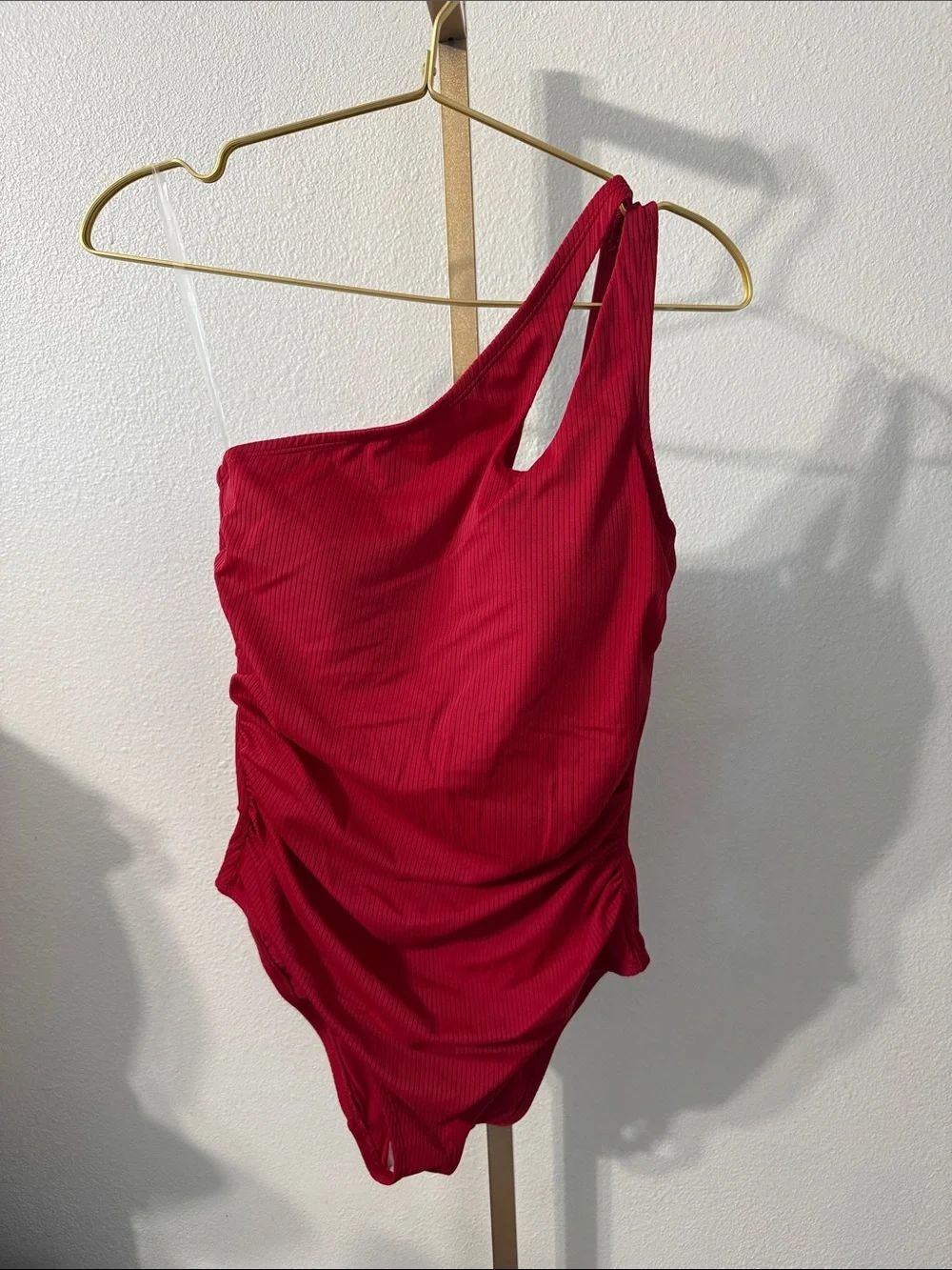 Shade & Shore- One-Shoulder Red One-Piece Swimsuit- size 16- NWT
